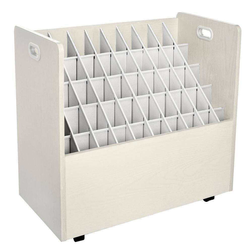Front. AdirOffice - Blueprint Storage Wood 50-Compartment Portable Roll File Cart - White.