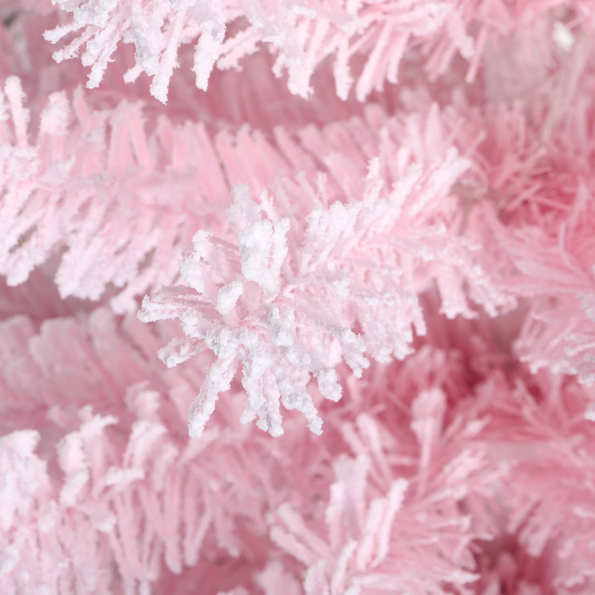 Alt View 8. Glitzhome - 4ft Pre-Lit Flocked Pink Artificial Christmas Porch Tree, 100 white/multi-color LED Lights,8 function, Foot Pedal - White.
