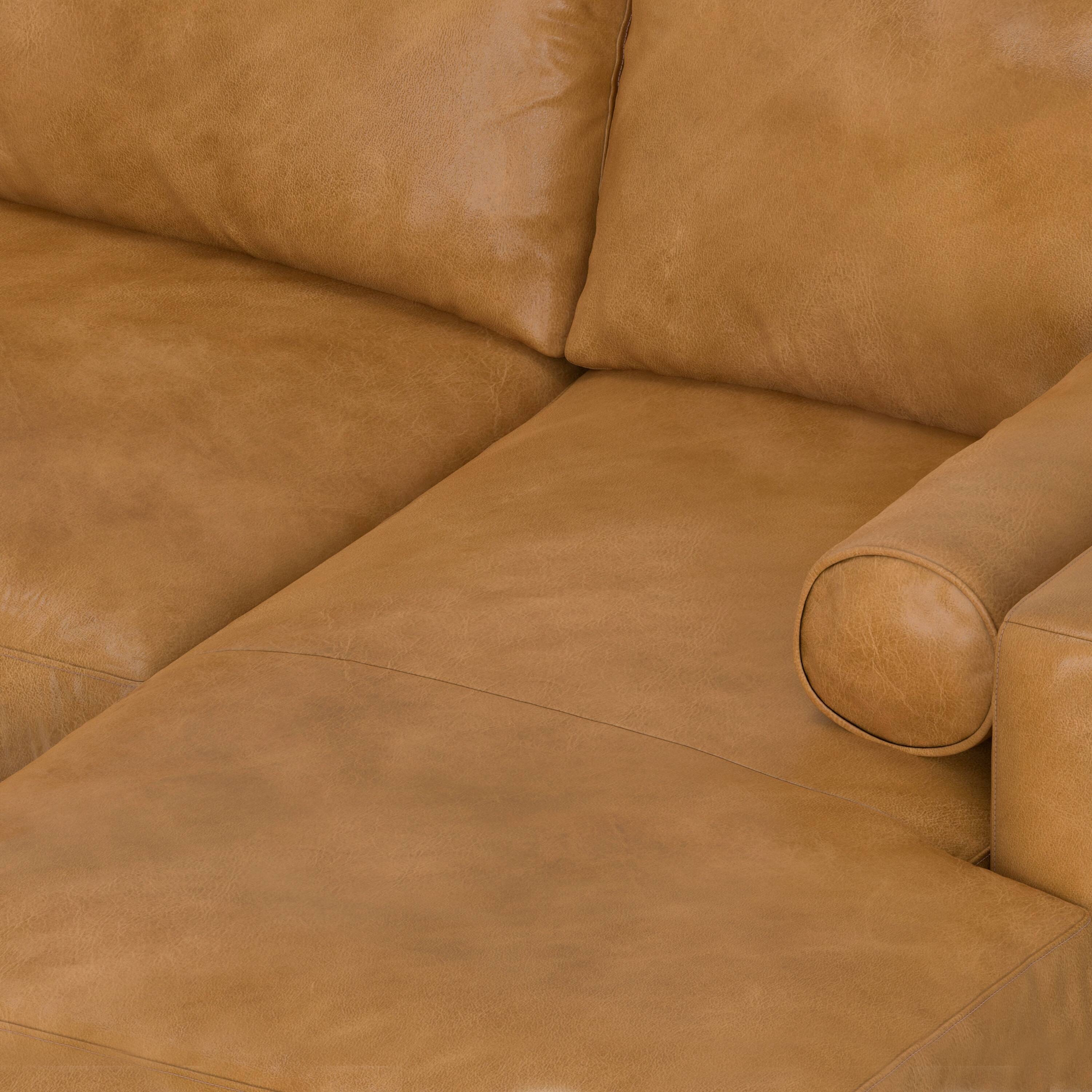 Alt View 5. Simpli Home - Morrison Mid Century Right Sectional 102 inch Wide Sofa Sectional in Sienna Genuine Leather - Sienna.