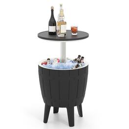 Gymax - 10 Gallon Cooler Bar Table w/ Telescopic Tabletop 3-in-1 Coffee Table Ice Bucket - Black