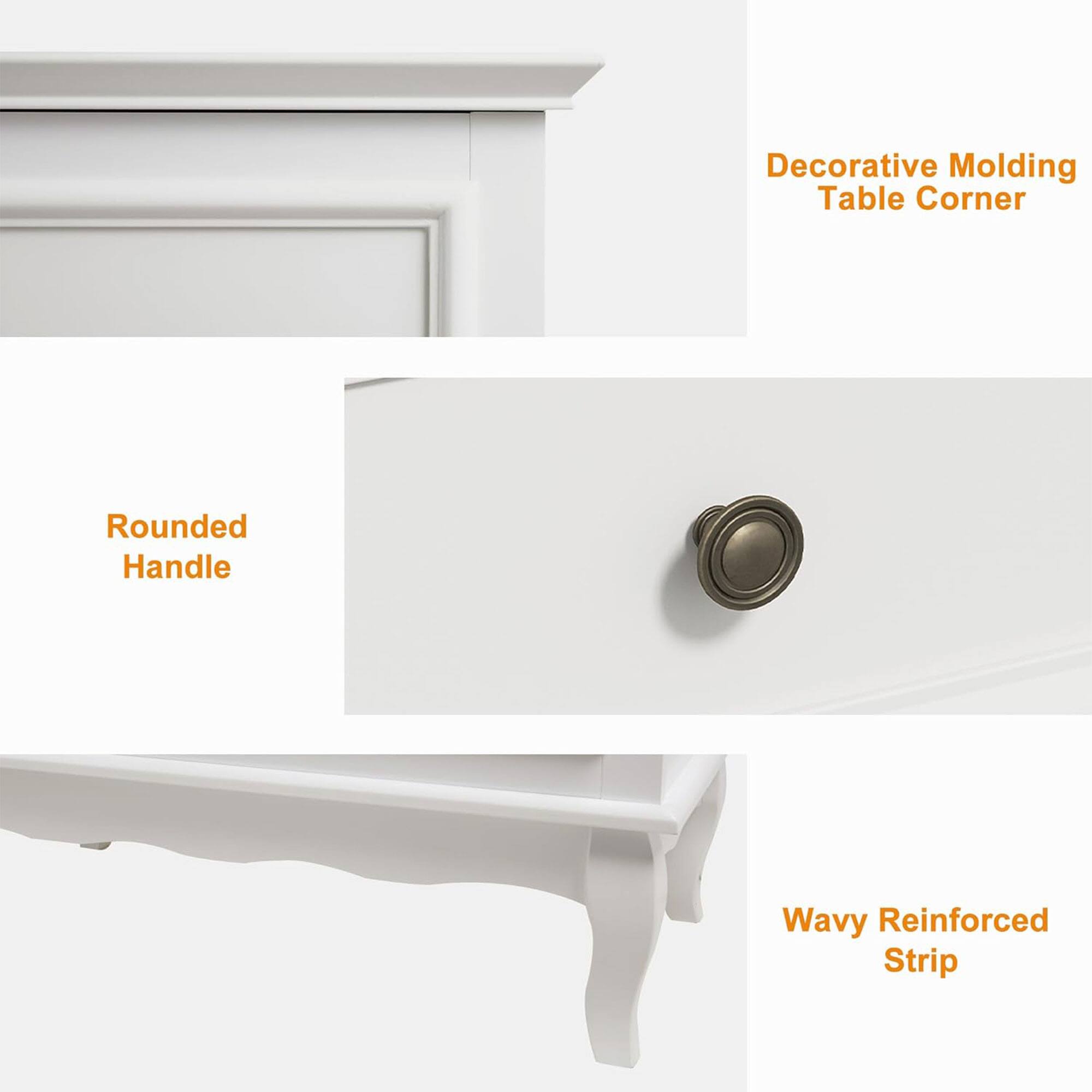 Decorative Molding Table Corner  
Rounded Handle  
Wavy Reinforced Strip