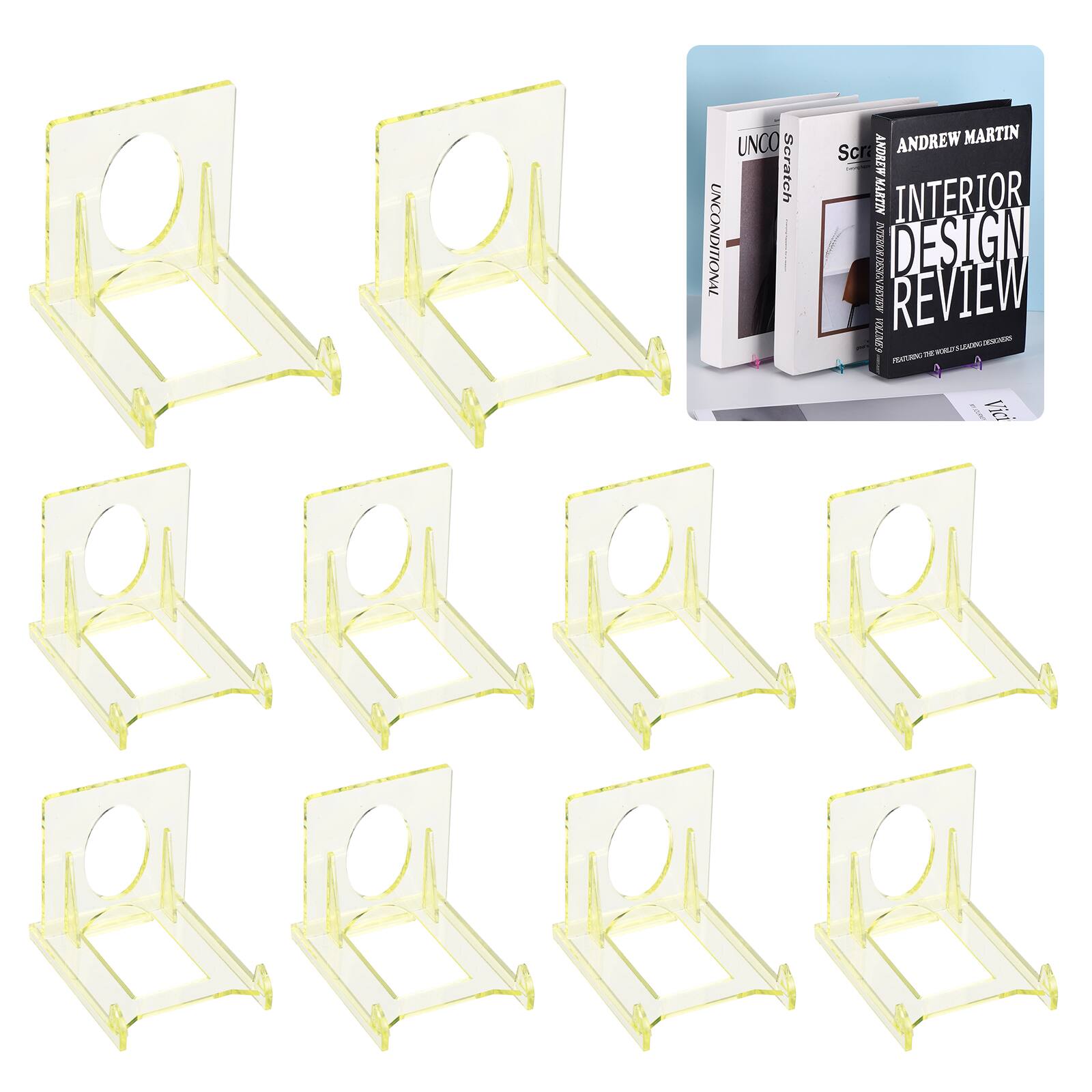 Unique Bargains - 10pcs Book Display Stands, 2" Adjustable Display Holder Mini Clear Easel Collector Stand for Comics, Magazines, DVDs