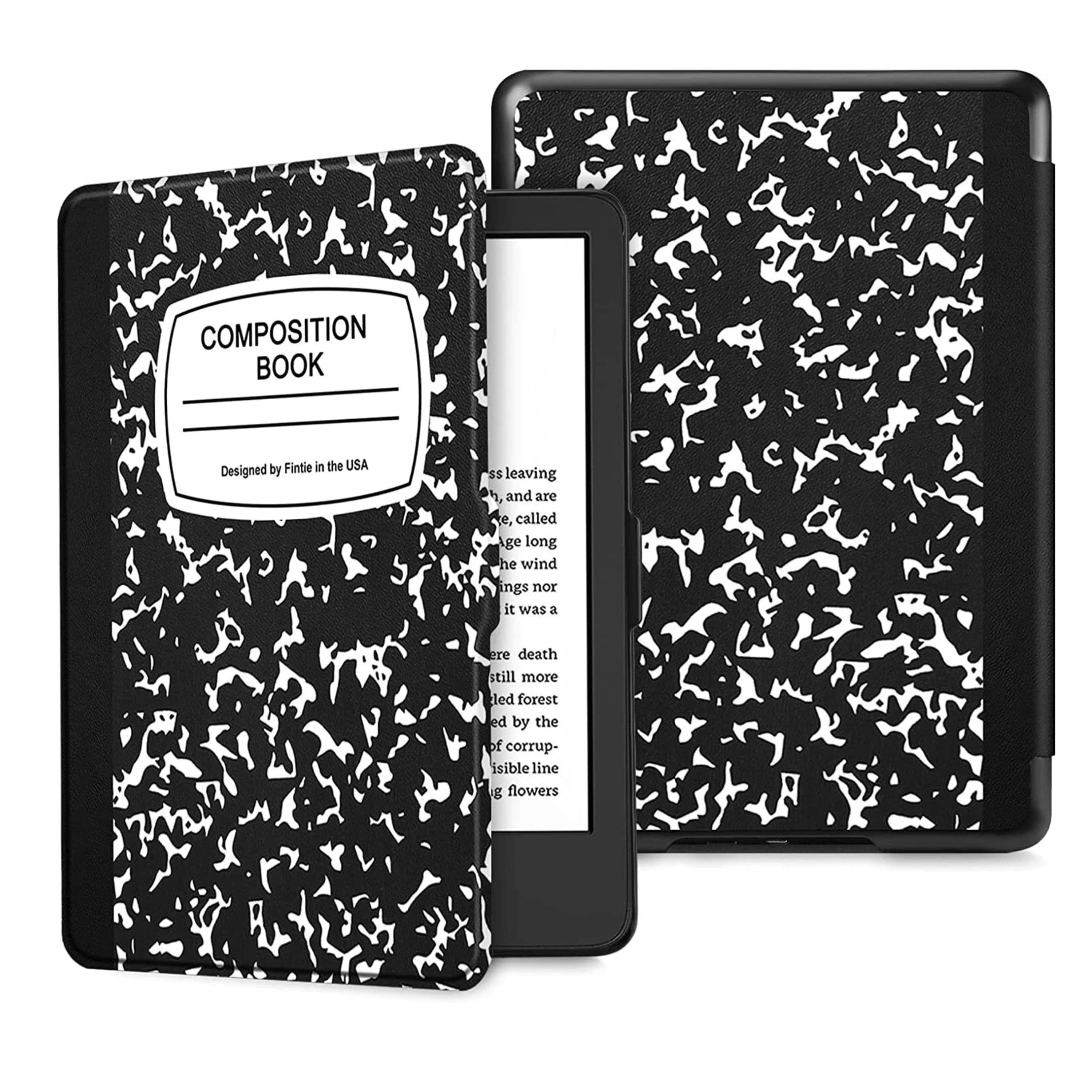 Kitcheniva - Leather Cover Slim Case For 6" All-New Kindle (11th Gen 2024/2022) Composition Book - Black White