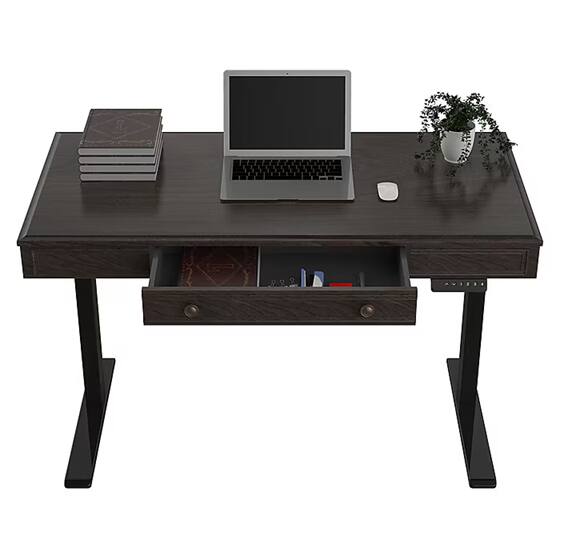 Alt View 1. FlexiSpot - Classic Style Electric Height Adjustable Standing Desk, Sit-Stand Home Office Computer Desk - Brown.