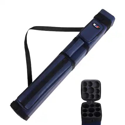 Front. GSE Games & Sports Expert - 3x6 Square Hard Pool Cue Case, Billiard Stick Carrying Case for 3 Sticks, Billiard Cue Cases - Blue - Blue.