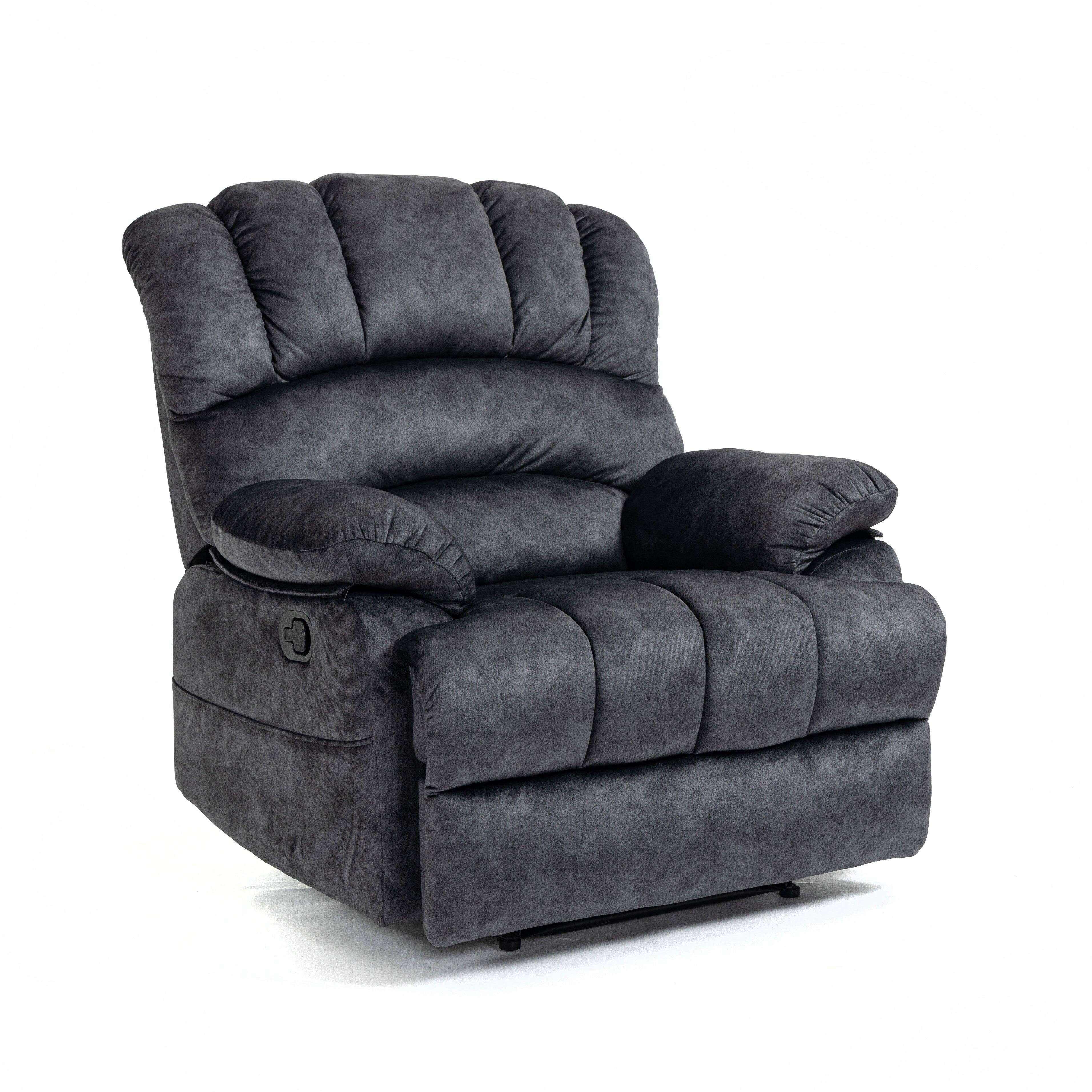 Angle. Boyel Living - Large Manual Recliner Chair in Fabric for Living Room - Dark Grey.