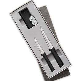 Rada - 2 Piece Paring Knife Set with Sharpener and Gift Box, Handles - Black