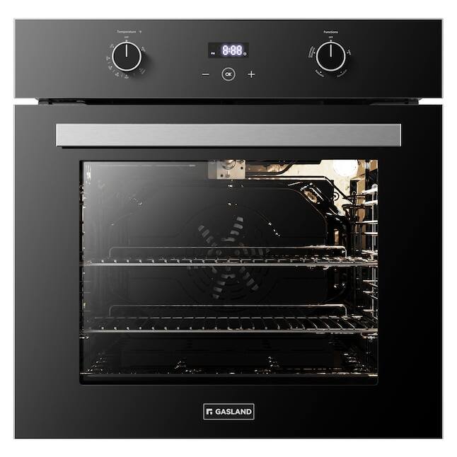 GASLAND - 24 inches Built-In Single Natural Gas Wall Oven with Rotisserie and Mechanical Knobs Control - Black