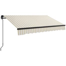 Outsunny - 8' x 6.5' Retractable Awning, Patio Awning Sunshade Shelter with Manual Crank Handle, 280gsm UV Resistant Fabric - Beige and White