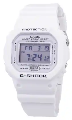 Casio - G-SHOCK Illuminator DW-5600MW-7 Quartz Digital Mens Watch Alarm Chrono Backlight Timer Flash Alert 200M - White