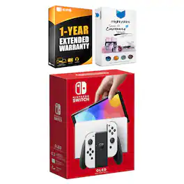 Switch OLED Console with MightySkins Console and Controller Skin Voucher and 1 Year CPS Extended Warranty - Nintendo Switch – OLED Model