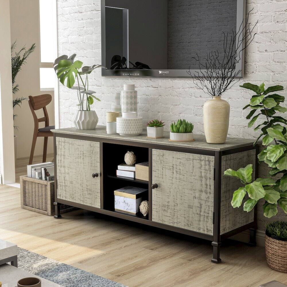 Alt View 3. Furniture of America - Ronda Industrial Wood TV Stand - Gray.