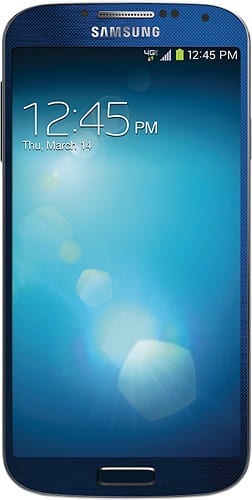 Front Standard. Samsung - Galaxy S 4 Open-Box 4G LTE Cell Phone - Blue Arctic (Verizon Wireless).