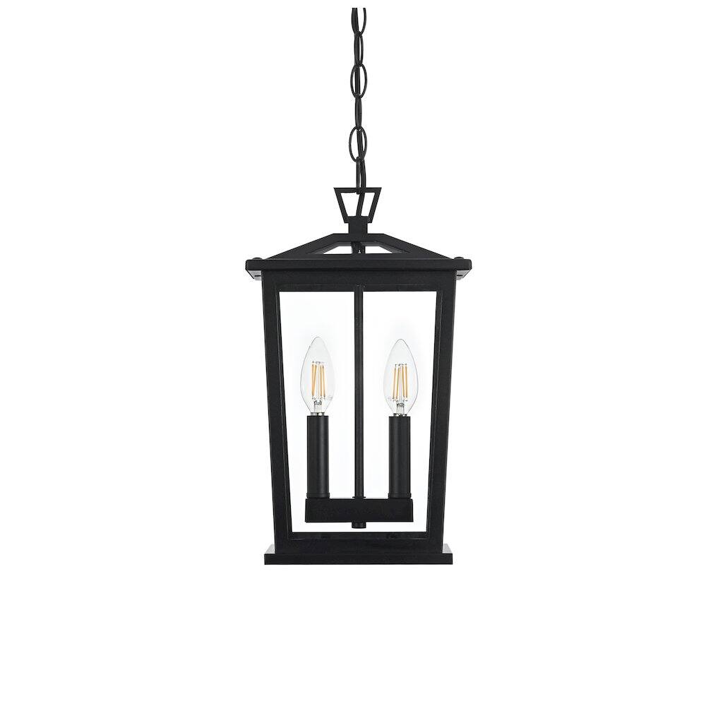 Left. Elegant Lighting - Berks 7 inch Outdoor Pendant in Black - Black.