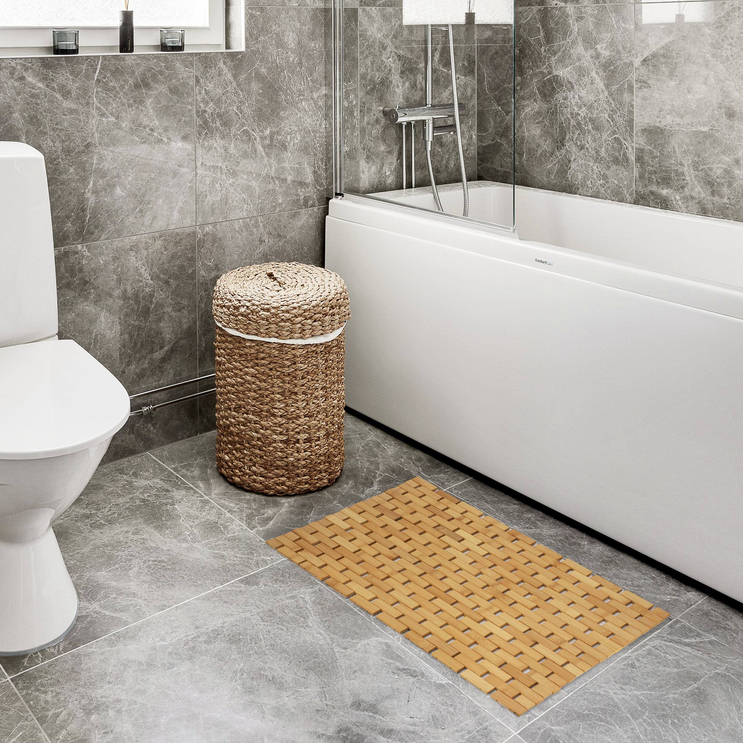 Alt View 5. MegaChef - MegaChef Bamboo Wood 16.25 x 24.5 Inch Rectangle Bathroom Mat - Brown.