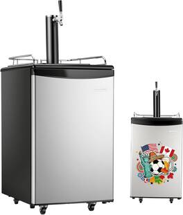 Winado - Full Size 5.4 Cu.Ft, Beer Kegerator with CO2 Tank Included, Draft Beer Dispenser Single Tap, 152L Beverage Refrigerator - Silver