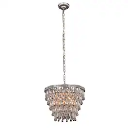 Urban Classic - Nordic 4 light Pendant Clear Royal Cut Crystal - Antique Silver
