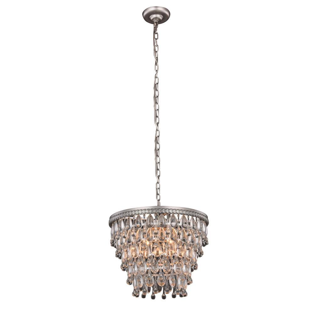 Front. Urban Classic - Nordic 4 light antique silver Pendant Clear Royal Cut Crystal - Antique Silver.