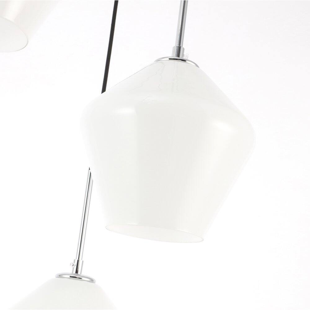 Alt View 1. Living District - Gene 3 Light Chrome And Frosted White Glass Pendant - Chrome And Frosted White Glass.