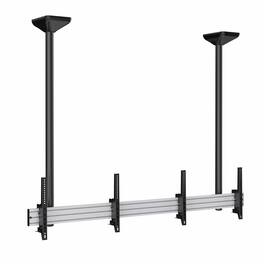 Mount-It! - Heavy‑Duty Dual TV Ceiling Mount for 45” – 55” TVs with Tilt & Cable Management - Silver