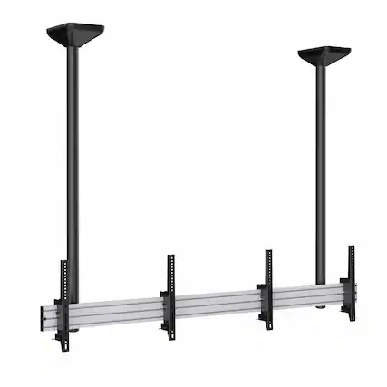 Front. Mount-It! - Heavy‑Duty Dual TV Ceiling Mount for 45” – 55” TVs with Tilt & Cable Management - Silver.