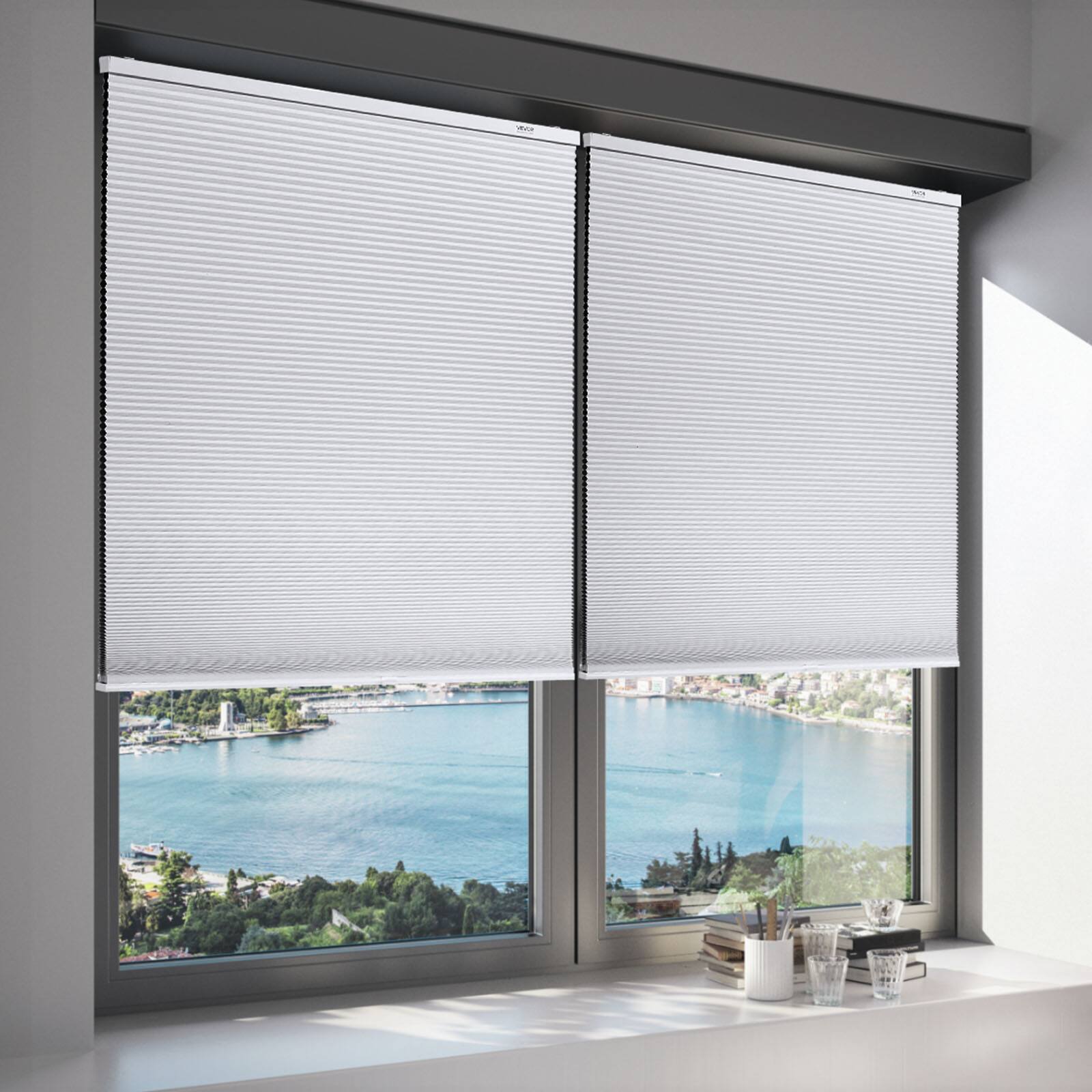 Alt View 5. VEVOR - Cellular Shades, 1 inch Light Filtering Cordless Cellular Blinds, Blackout Privacy Honeycomb Shades for Home Indoor - White.