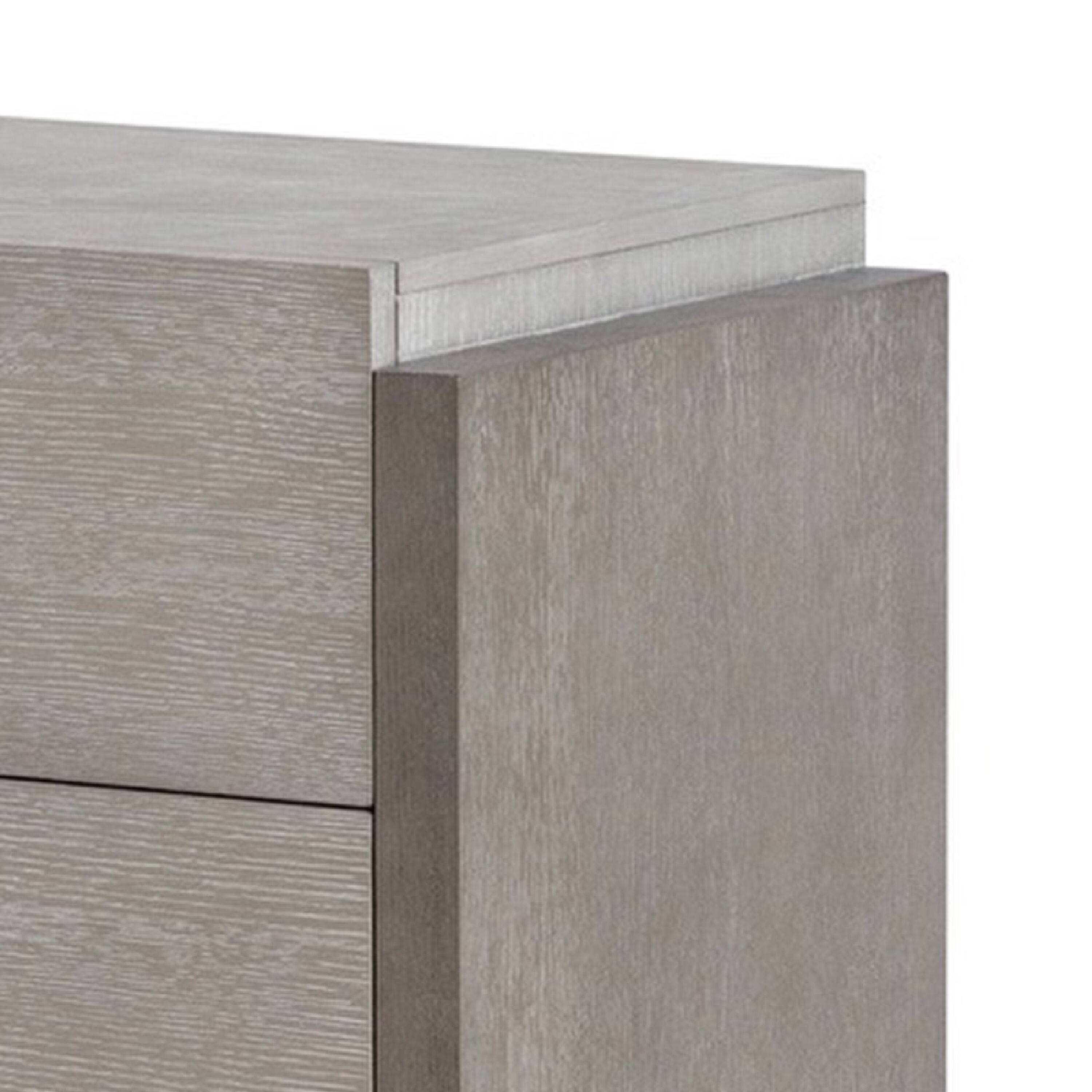 Alt View 2. Manhattan Lane - Rizvi Nightstand, 2 Drawers, Dustproof Cases - Stone Gray, Bronze.