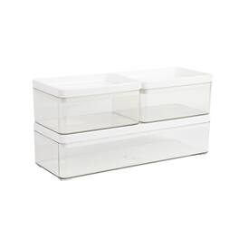 Martha Stewart - Grady Premium Clear Plastic Storage Boxes - Clear/White Plastic Top