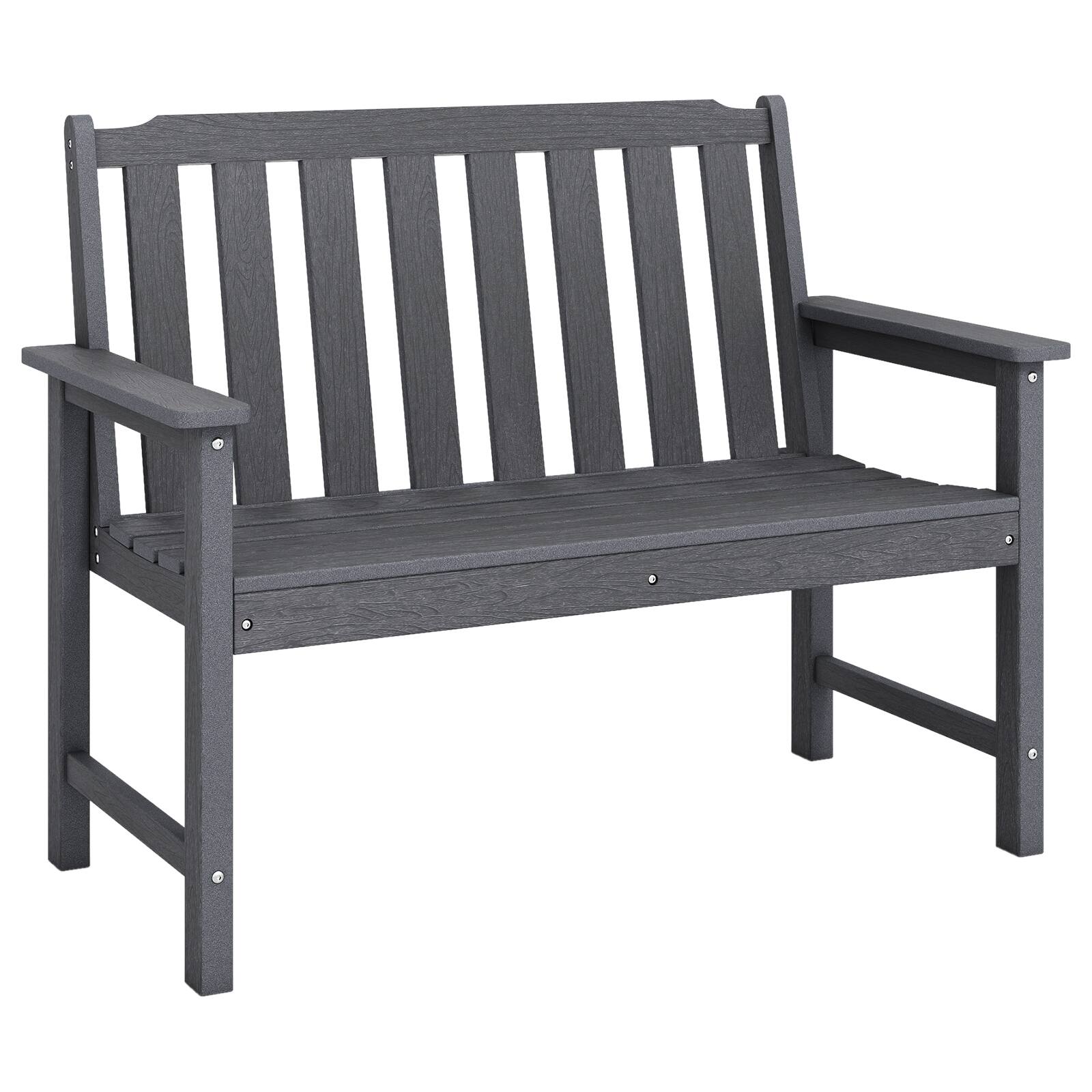 Alt View 9. Gymax - Gymax 2-Person All Weather HDPE Outdoor Garden Bench w/Backrest & Armrests for Lawn Gray - Gray.