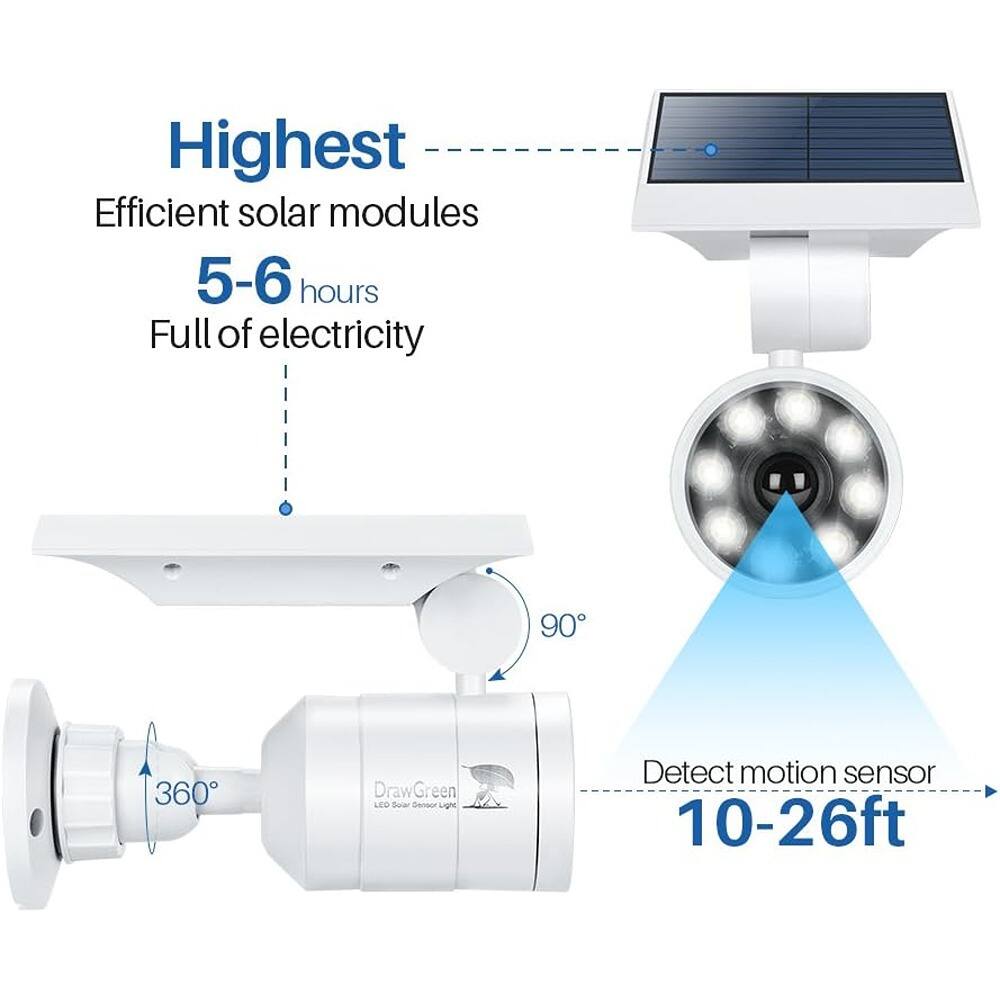 Highest  
Efficient solar modules  
5-6 hours  
Full of electricity  

Detect motion sensor  
10-26ft  

360°  
90°