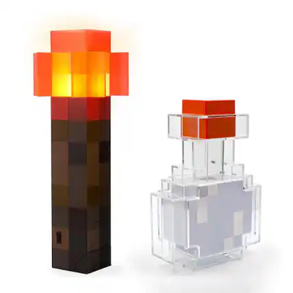 Front. Ukonic - Minecraft 2-Piece Light Bundle | Potion Bottle & Redstone Torch Lamp - Multicolored.