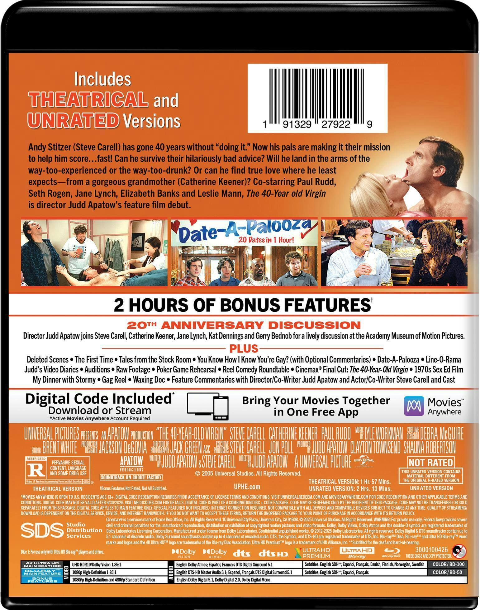 Back. The 40 Year Old Virgin   - 4K Blu-Ray.