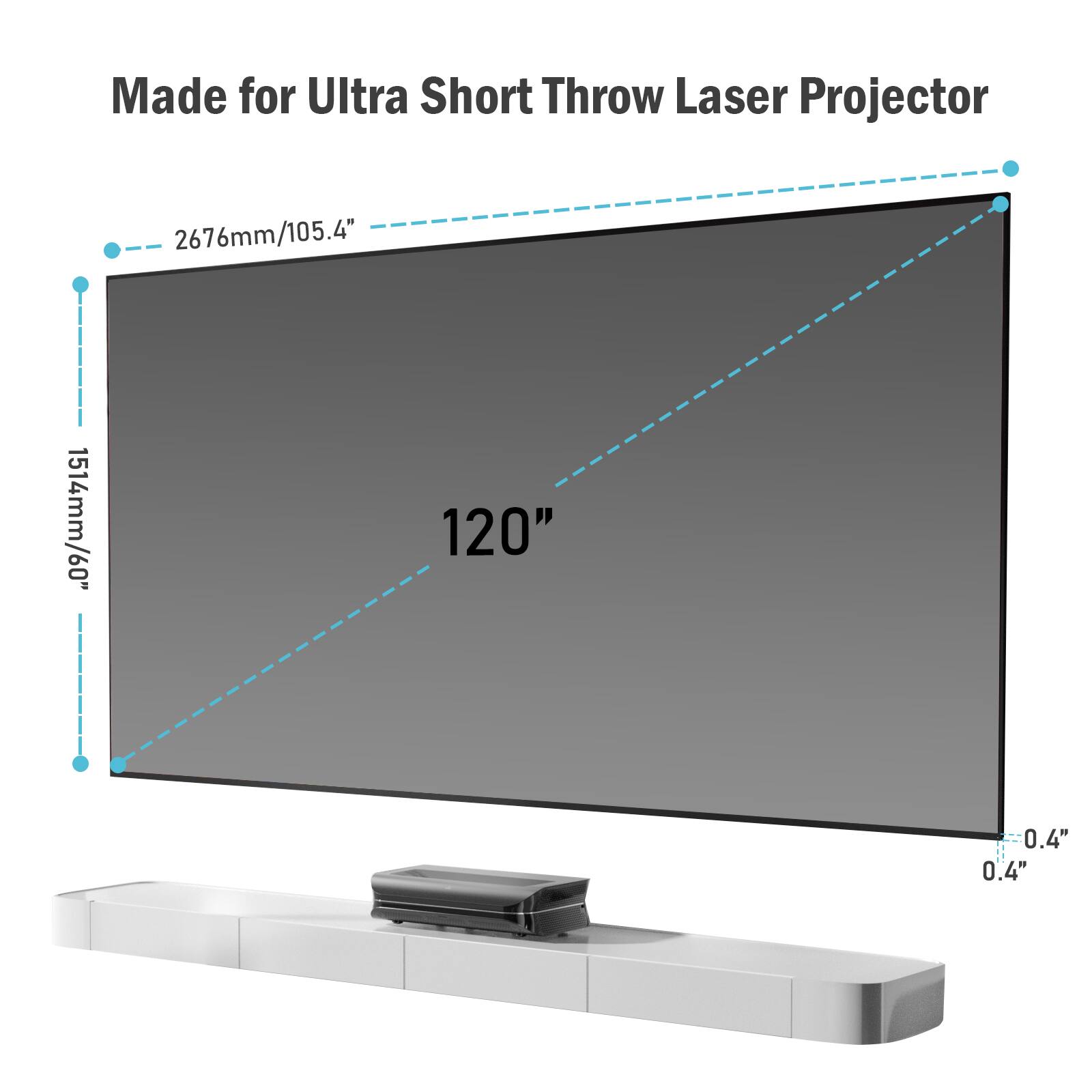Alt View 11. AWOL Vision - ALR D-120 120" Ambient Light Rejection (ALR) Daylight Fixed Frame Ultra Short Throw (UST) Projector Screen,4K/8K 3D - Gray.