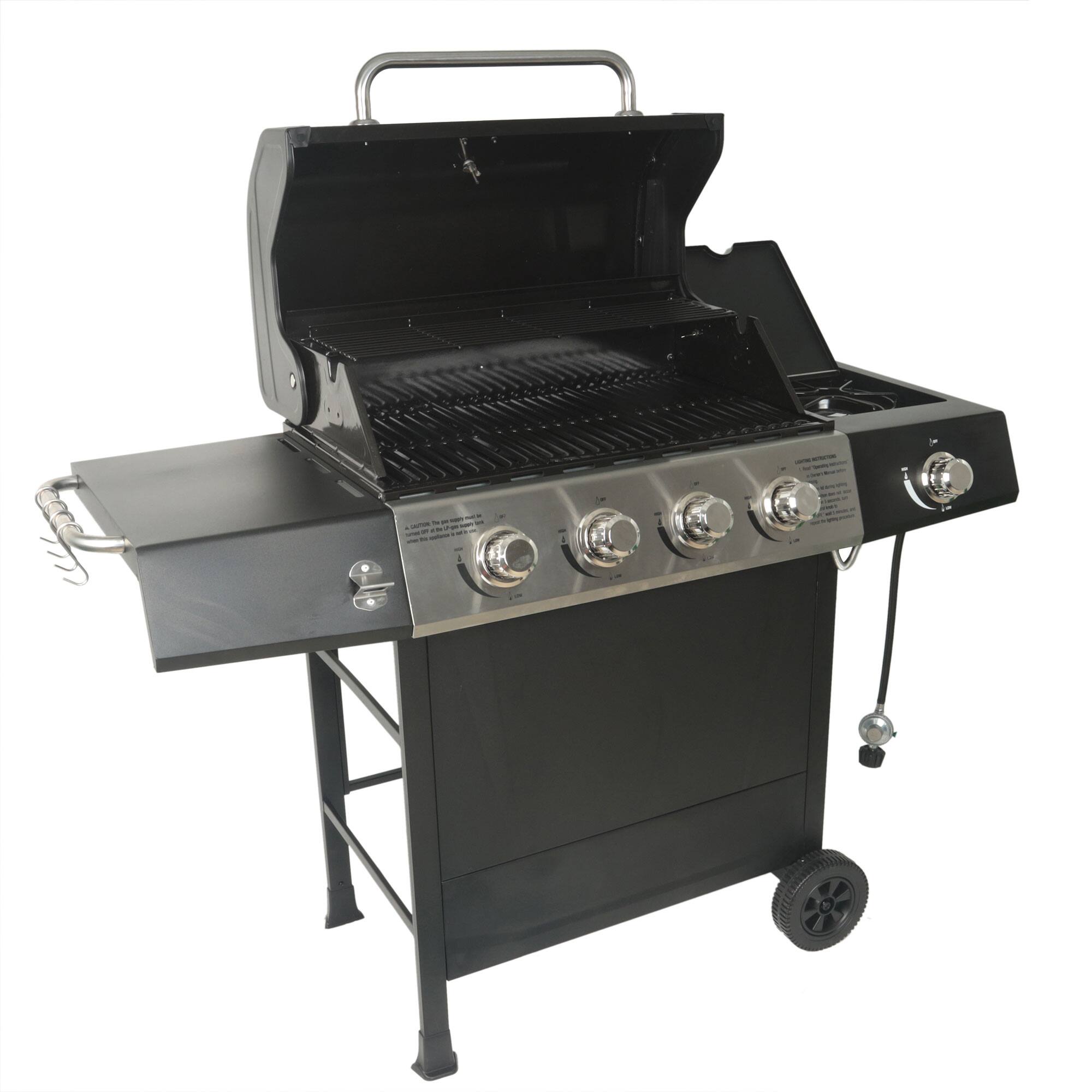 Grill Boss - 4-Burner Gas Grill with Side Burner, Cover, Shelves, & Bottle Opener - Black price history on PriceWatchPro