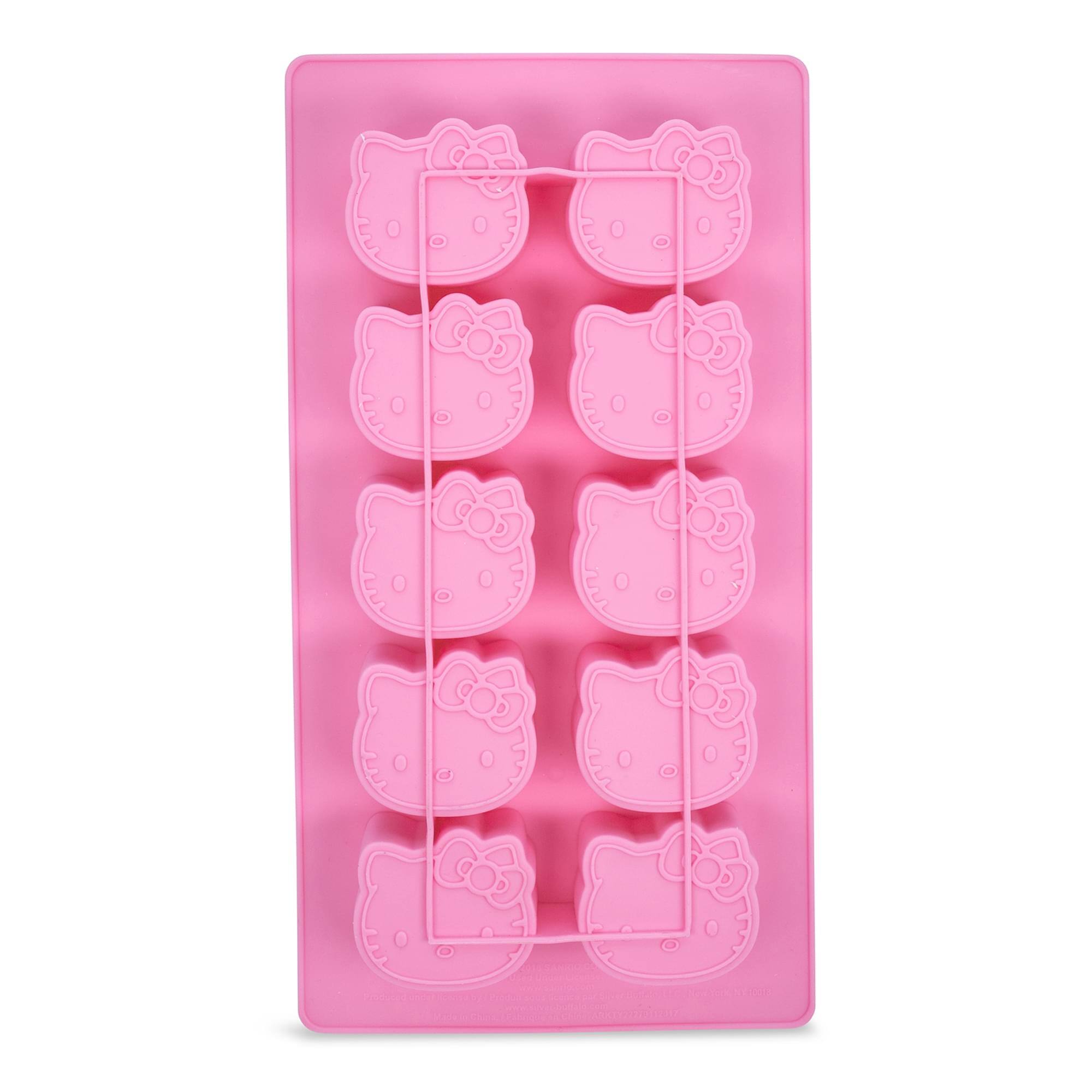 Alt View 1. Silver Buffalo - Sanrio Hello Kitty Silicone Mold Ice Cube Tray | Makes 10 Cubes - Pink.