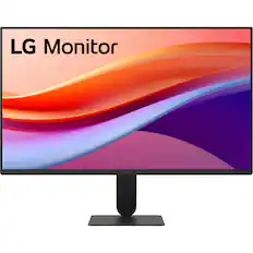 Front. LG - LG 24U411AB 24 inch IPS FHD 120Hz HDR10 Flicker Safe Monitor with Slim Stand - black.