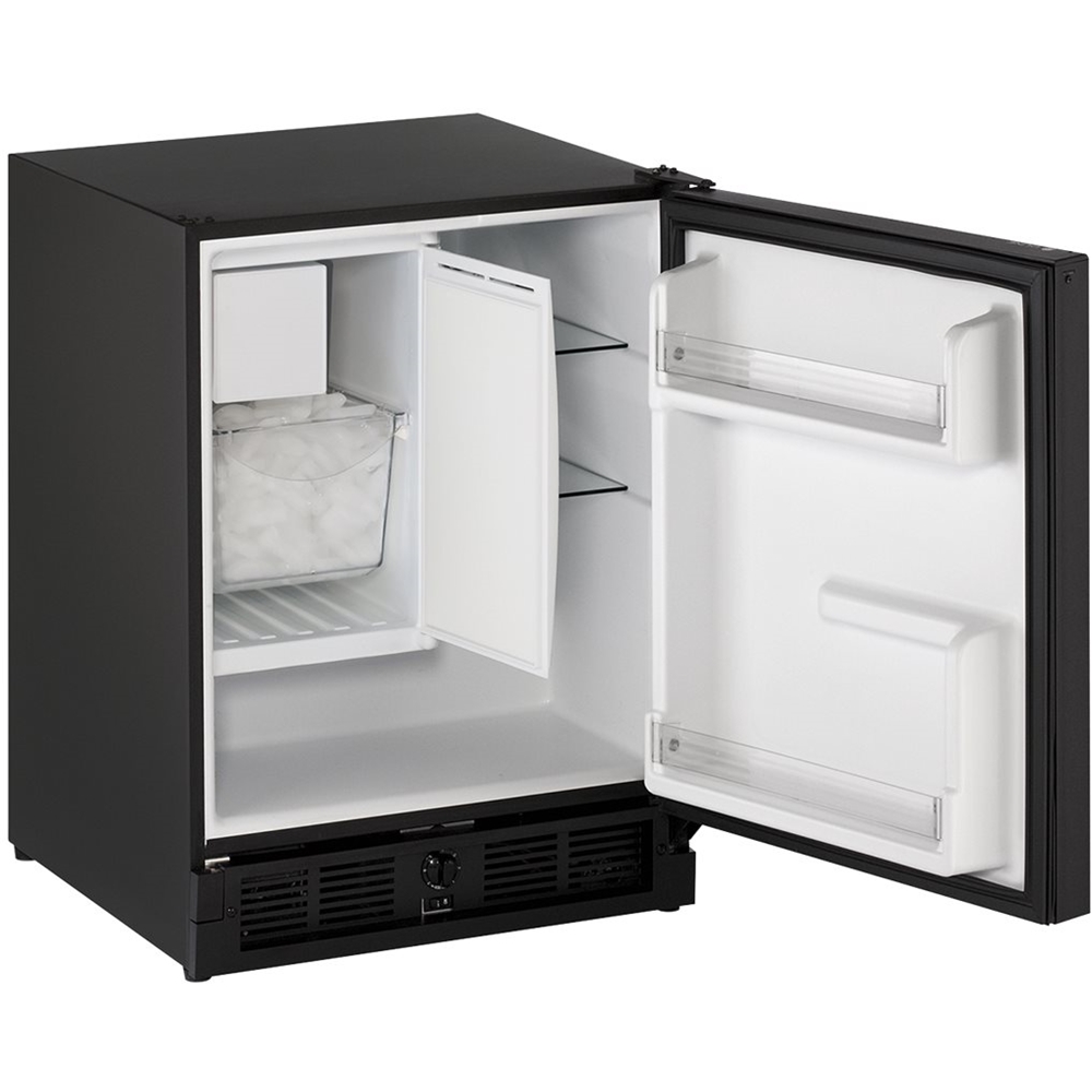 Left View: U-Line Combo U-CO29FB-00A - Refrigerator - niche - width: 21.1 in - depth: 24 in - height: 28.6 in - 2.1 cu. ft - solid black