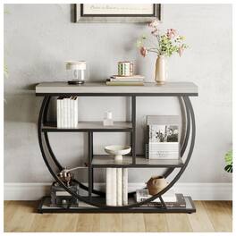 GARVEE - Entryway Table with Storage, Industrial 4-Tier Narrow Console Table Behind Couch - Gray