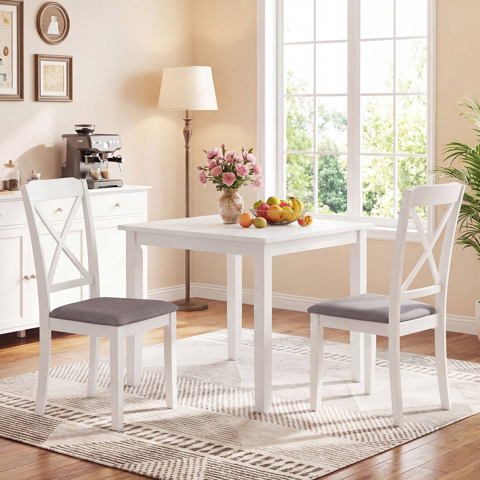 Alt View 3. Gymax - Gymax Dining Chairs Set of 2 w/Comfortable Backrest & Padded Seat for Living Room - White.