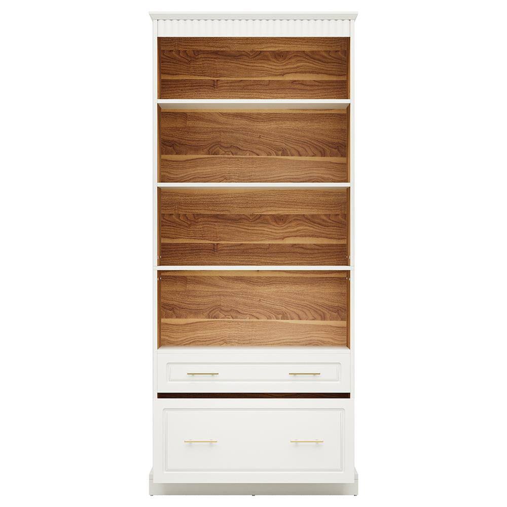 Alt View 1. Kadyn - Kadyn Bookshelf, Storage Shelf, Bookcase,72" Bookshelf with Drawers, Freestanding 5-Shelf Bookcase Display Shelf,White - White.
