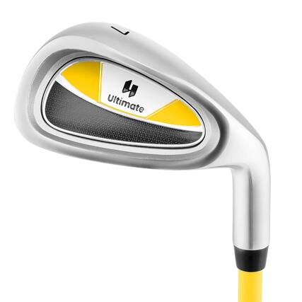 Front. Costway - Costway Junior #7 Iron for Kids with Fiberglass Shaft & Headcover Junior Practice Golf Club Yellow - Yellow.