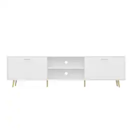 FUFU & GAGA - FUFU&GAGA Modern Media Console - 80" TV Compatibility, Storage Cabinets & Sleek Design - White