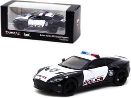 Aston Martin DBS Superleggera "Seacrest County Police" 1/64 Diecast Model Car by Tarmac Works - Black and White