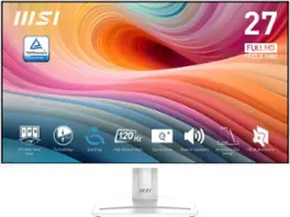 MSI - PRO MP275W E2 27" FHD 120Hz 1ms Adaptive Sync Monitor with HDR ready ,Built-in Speakers (DisplayPort, HDMI ) - Matte White