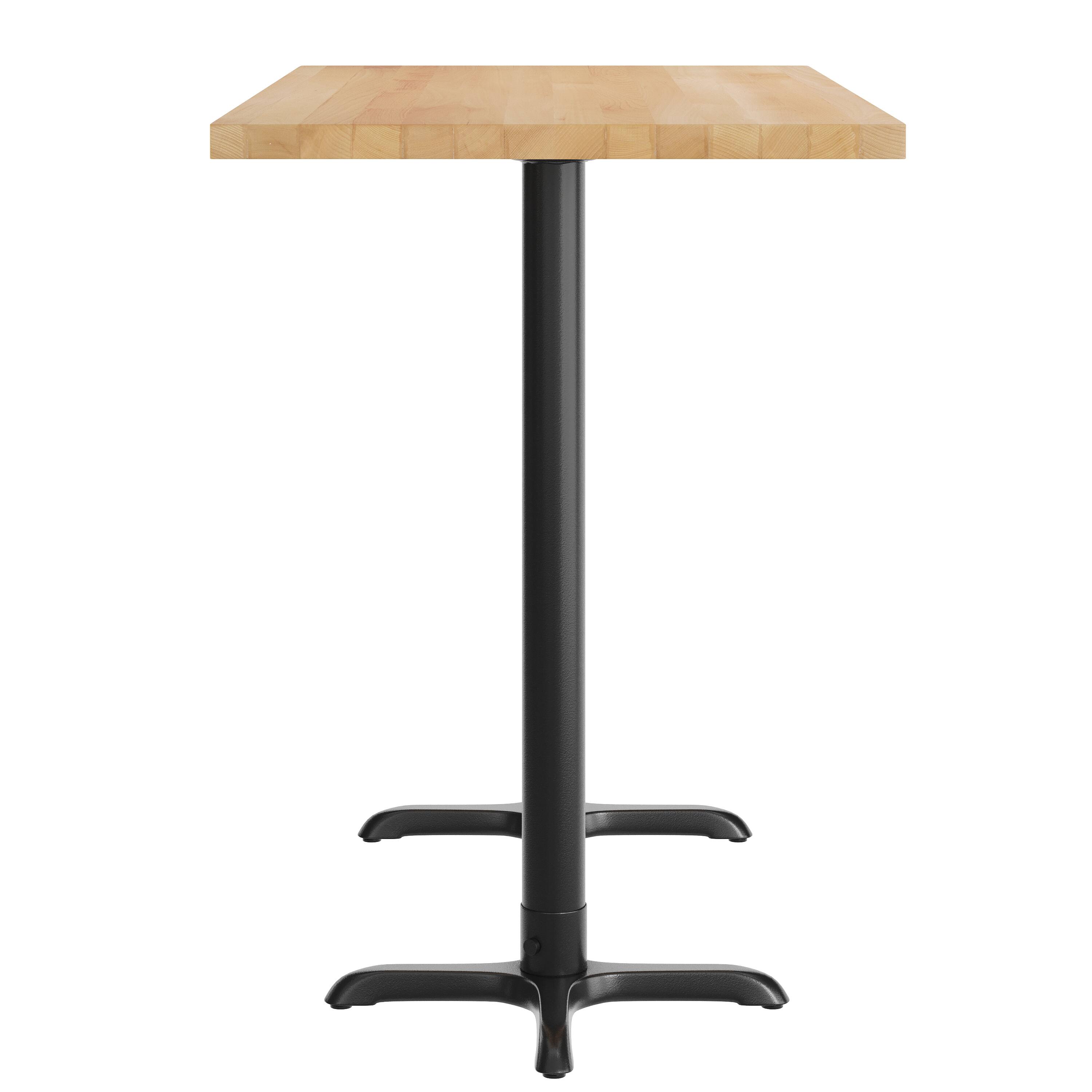 Left. Flash Furniture - Bennett 30" x 60" Solid Wood Commercial Indoor Tabletop in Natural with 22" x 22" Bar Height Rust-Resistant Black Cast I - Natural.
