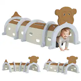 Qaba - Monkey Tunnel, Toddler Tunnel for Kids Crawl and Climb Through, Kids' Play Structure Indoor Outdoor, 4 Sections