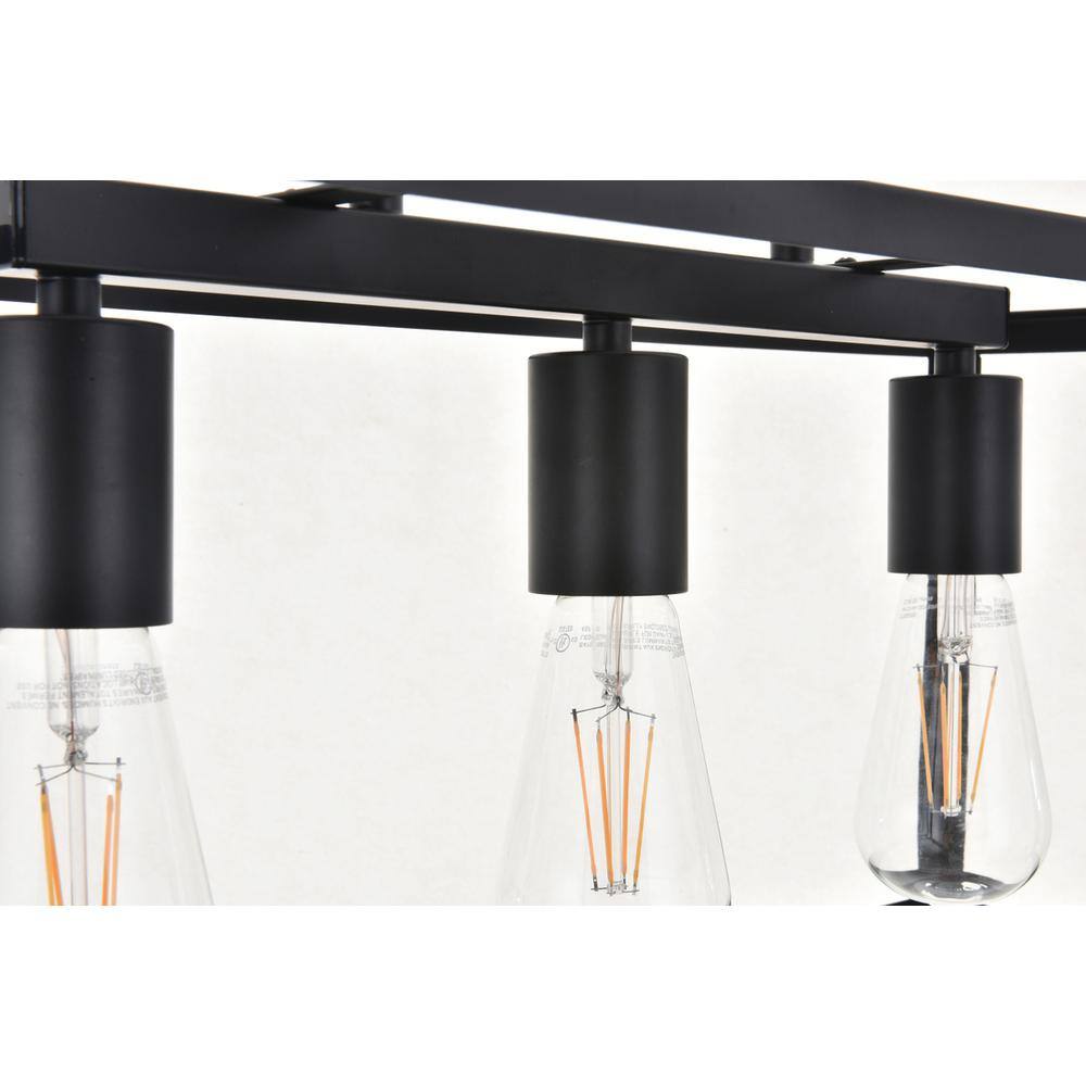 Back. Living District - Resolute 3 light black Pendant - Black.