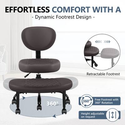 KERDOM Ergonomic Wide Cross Legged Office Chair with Wheels, Yoga KERDOM Ergonomic Wide Cross Legged Office Chair with Wheels, Yoga