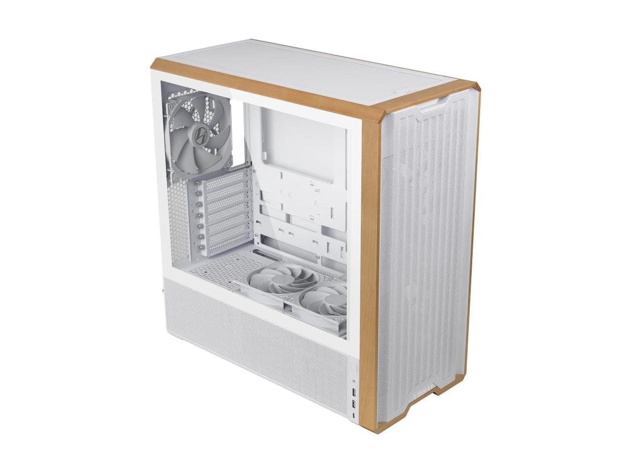 Lian Li LANCOOL 217 Walnut Wood Mid Tower ATX Case, 5 PWM Fans