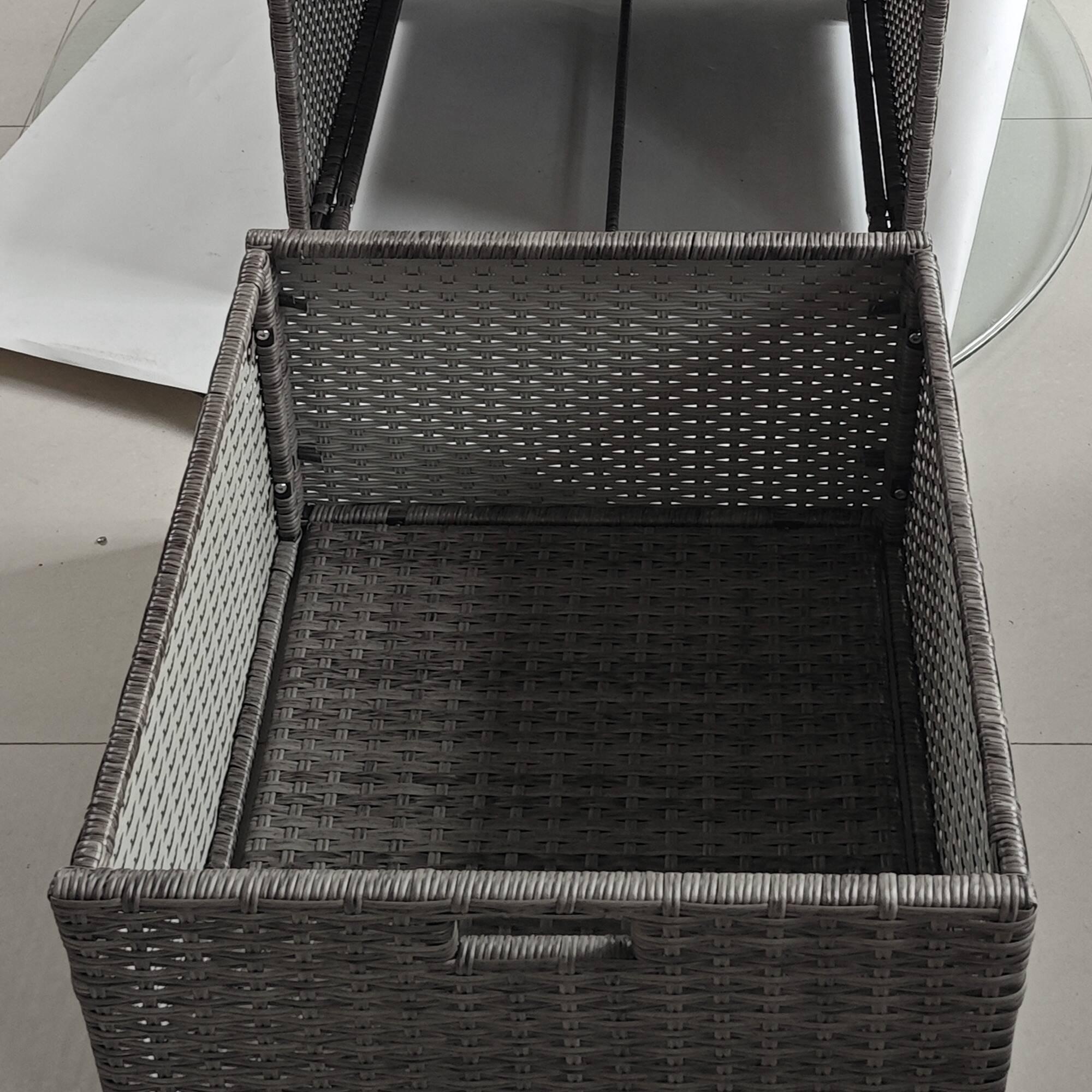 Alt View 5. Outsunny - Outsunny Valet Pool Towel Rack, Waterproof PE Plastic Rattan Wicker Storage Organizer - Dark Gray.